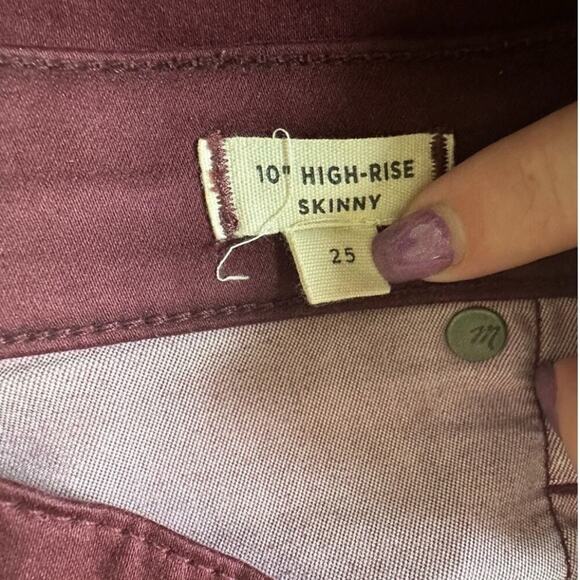 Madewell Burgundy 10 in. High Rise Skinny Jeans Size 25‎ - Picture 5 of 6